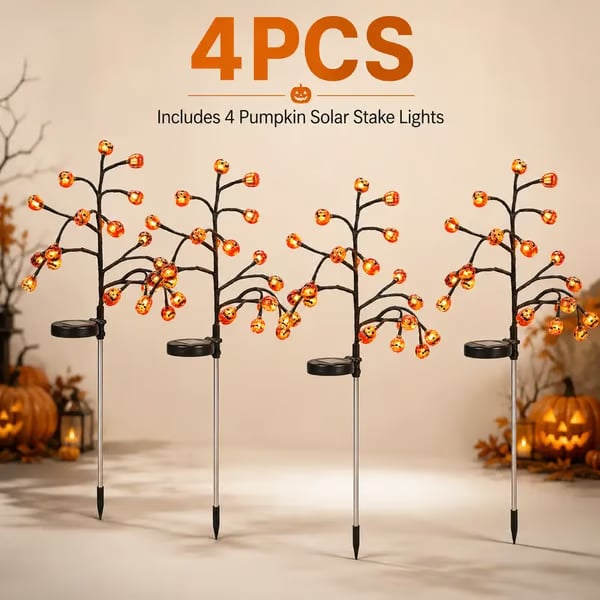 🔥Last Day 50% OFF🎃 Pumpkin Solar Stake Lights – Halloween Outdoor Yard Decor