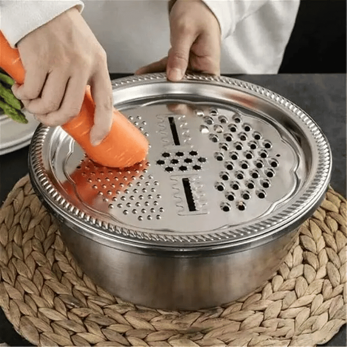 3-Piece Thickened Stainless Steel Mixing Bowl Set with Draining Basket