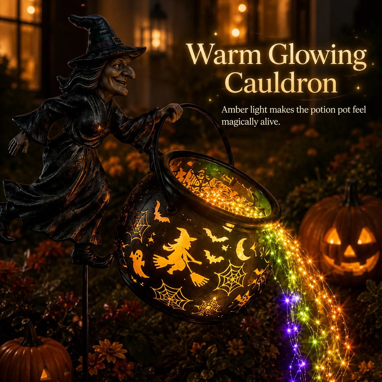 🧙‍♀️✨Halloween Witch Cauldron Garden Light